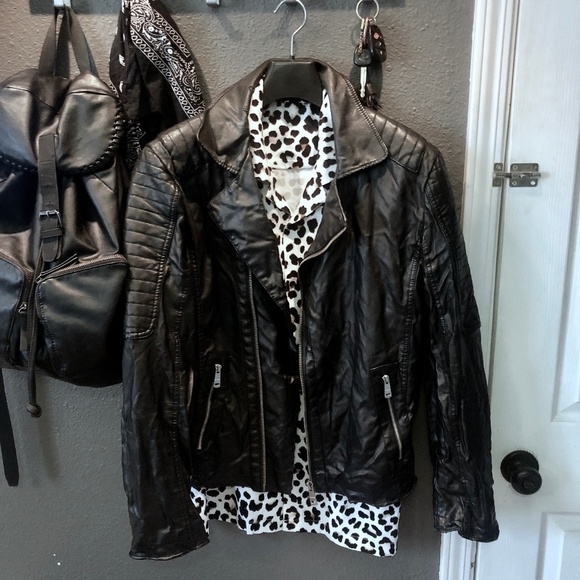 Zara Other - Zara Denim Couture Vegan Leather Biker Jacket